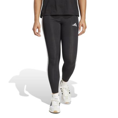 Calça Legging Adidas Feminina Algodão Essentials 3-Stripes Treino - Preto+Branco