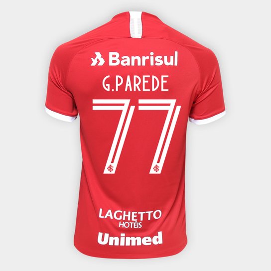 Camisa Internacional I 19/20 - G. Parede Nº 77 - Torcedor Nike Masculina - Vermelho+Branco