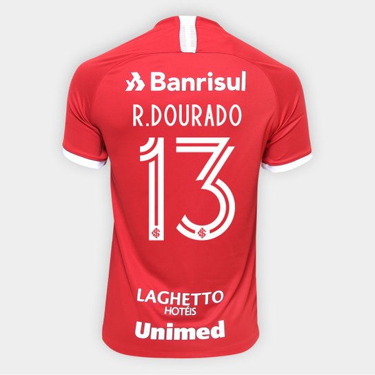 Camisa Internacional I 19/20 Nº 13 R. Dourado - Torcedor Nike Masculina - Vermelho+Branco