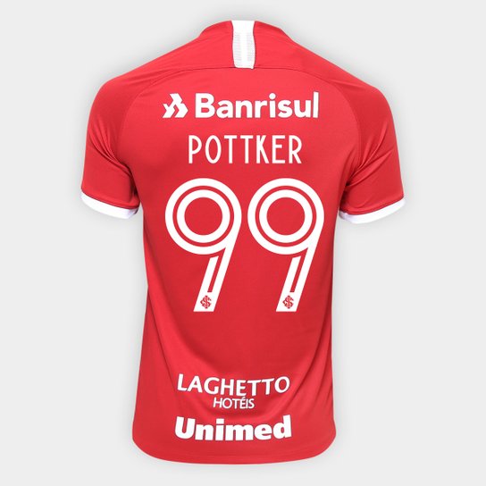 Camisa Internacional I 19/20 - Pottker Nº 99 - Torcedor Nike Masculina - Vermelho+Branco