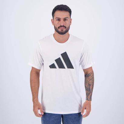Camiseta Adidas Training Essentials Logo Branca e Preta - Branco