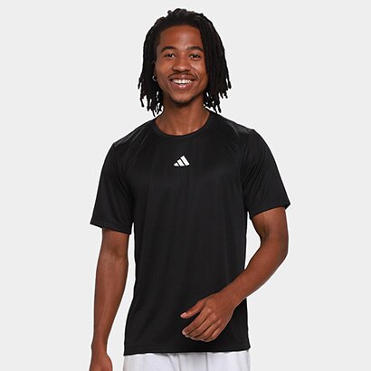 Camiseta Adidas Treino Básica Masculina - Preto+Branco