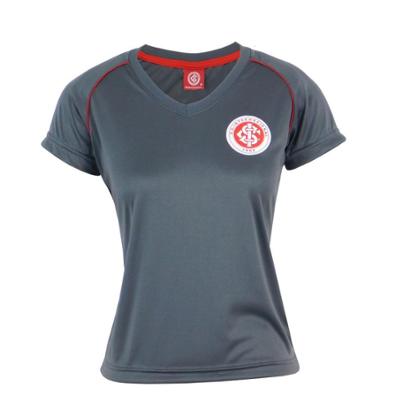 Camiseta Futebol Feminina Baby Look Internacional Torcedora Dry - Cinza