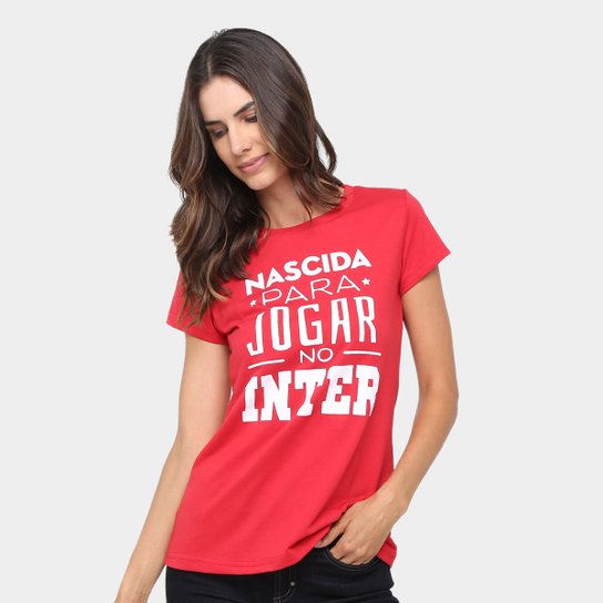 Camiseta Internacional Nascida Para Jogar Feminina - Vermelho