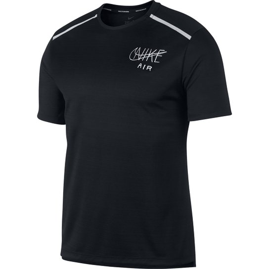 Camiseta Nike DRI-FIT Miler Gx Hbr Masculina - Preto+Branco