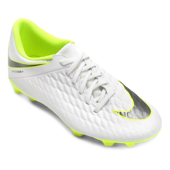 Chuteira Campo Nike Hypervenom Phantom 3 Club FG Masculina - Branco+Cinza