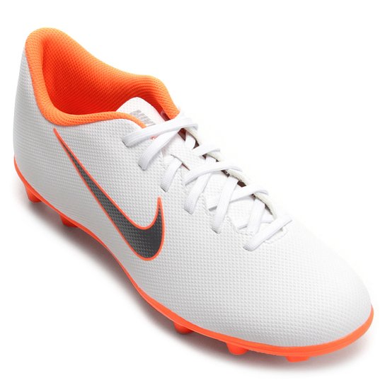 Chuteira Campo Nike Mercurial Vapor 12 Club Masculina - Branco+Cinza