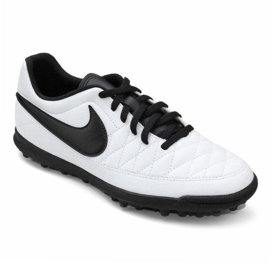 Chuteira Society Nike Majestry TF Masculina - Branco+Preto