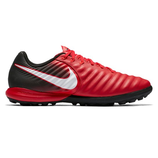 Chuteira Society Nike Tiempo Finale TF Masculina - Vermelho+Branco
