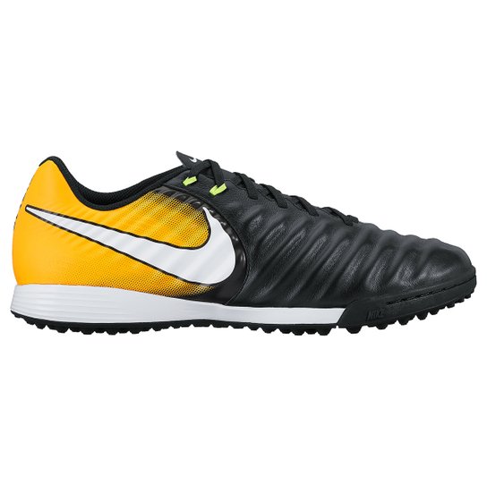 Chuteira Society Nike Tiempo Ligera 4 TF - Preto+Laranja