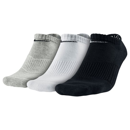 Meia Nike Cano Baixo Pacote c/ 3 Pares - Branco+Cinza
