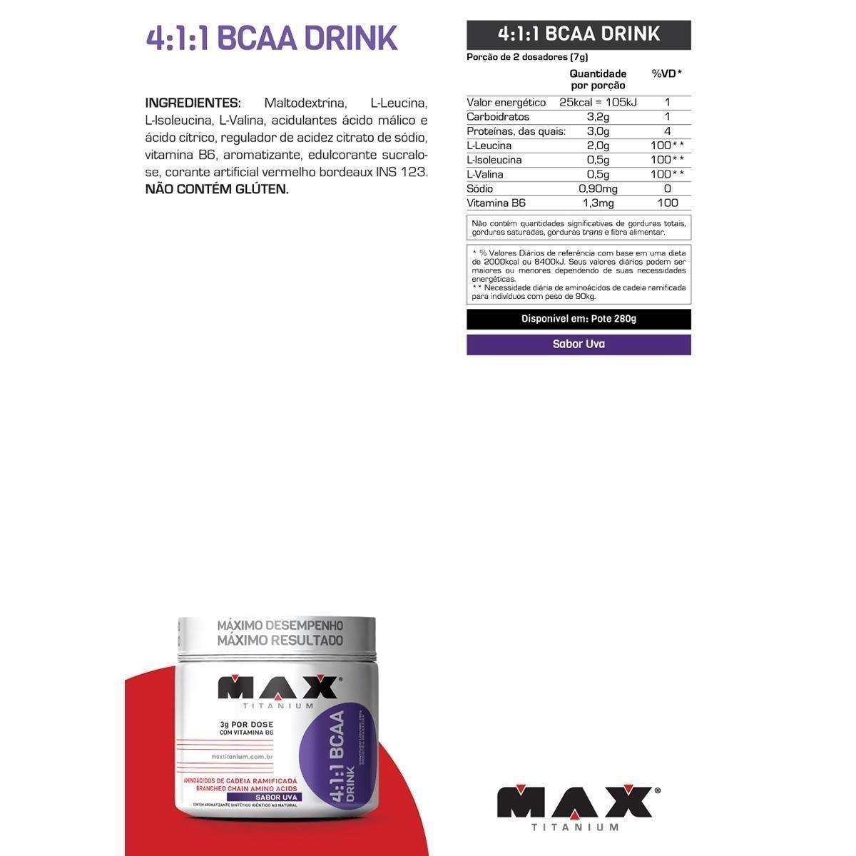 BCAA Drink 280 g Max Titanium Uva Loja do Inter