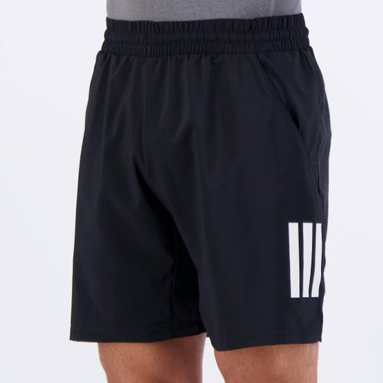 Bermuda Adidas Club 3 Stripes Preta e Branca