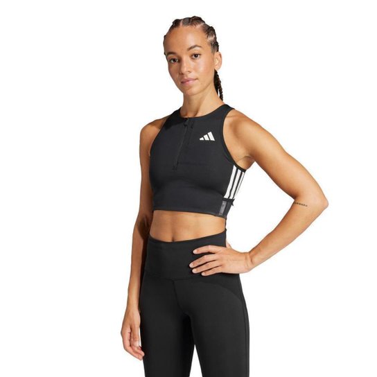 Blusa Adidas Corrida Adizero Com Bolso Para Gel Crop Top Feminina