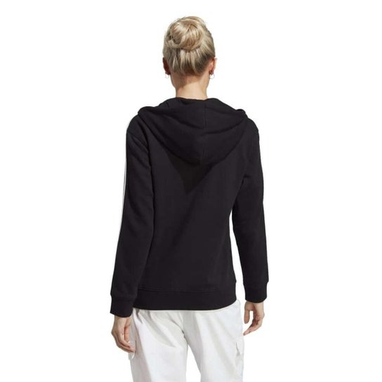 Blusa Capuz Zíper Regular Essentials 3-Stripes - Adidas IC8769