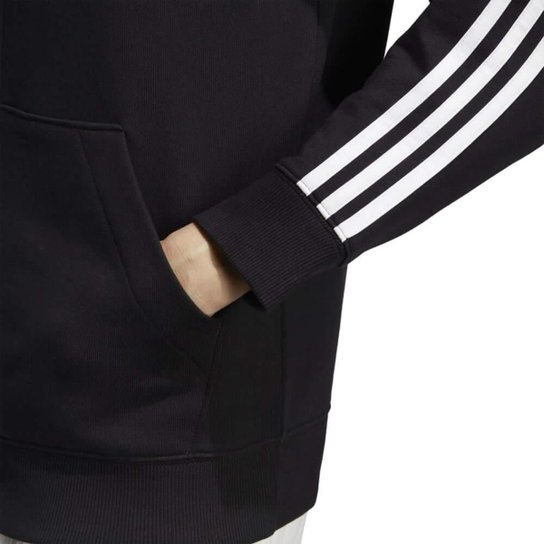 Blusa Capuz Zíper Regular Essentials 3-Stripes - Adidas IC8769