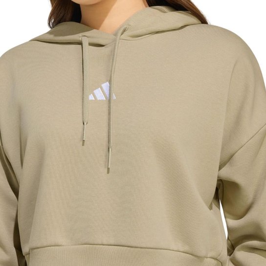 Blusa Feminina Adidas Moletom Cropped Bege - KC5215