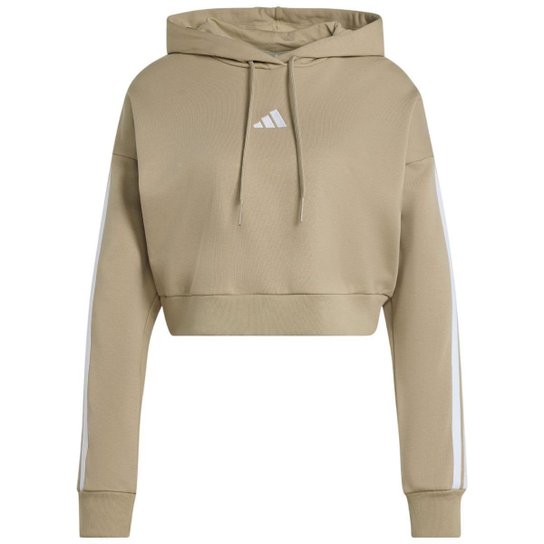 Blusa Feminina Adidas Moletom Cropped Bege - KC5215