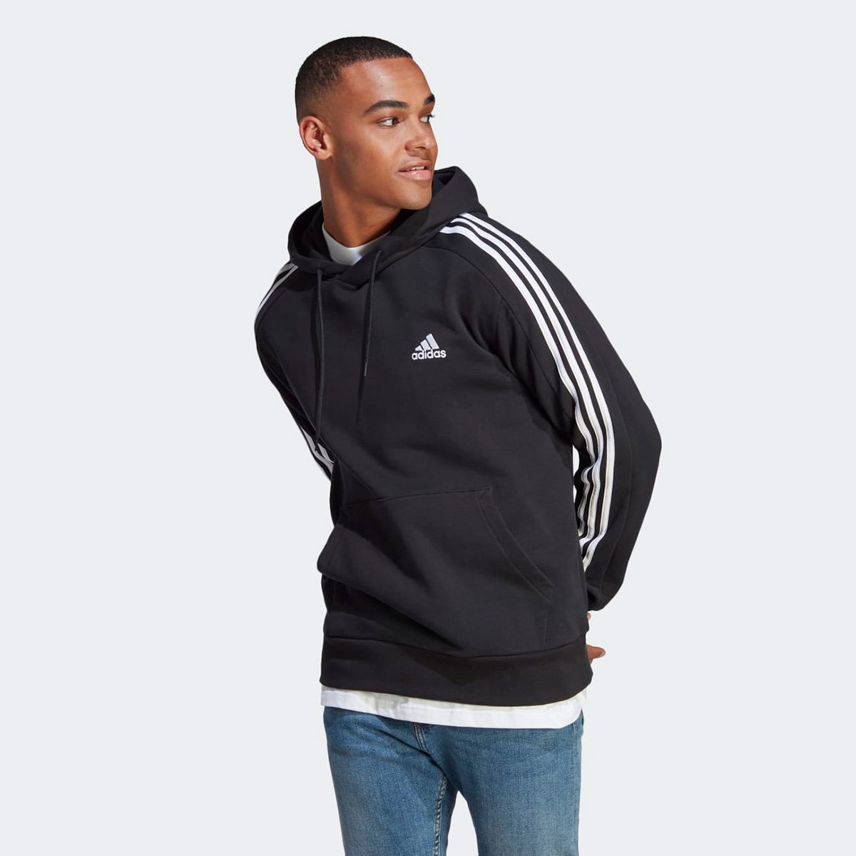 Blusa Moletom Adidas Listras Essentials Classic Masculino