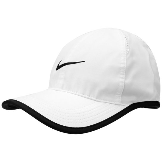 Boné Nike Aba Curva Featherlight - Branco+Preto
