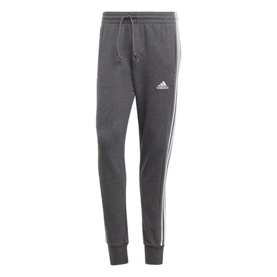 CALCA 3 STRIPES FRENCH TERRY COM PUNHO-Cinza Adidas