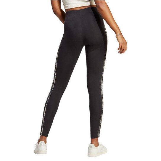 Calça Adidas 3 Stripes Animal Print Feminina Preta