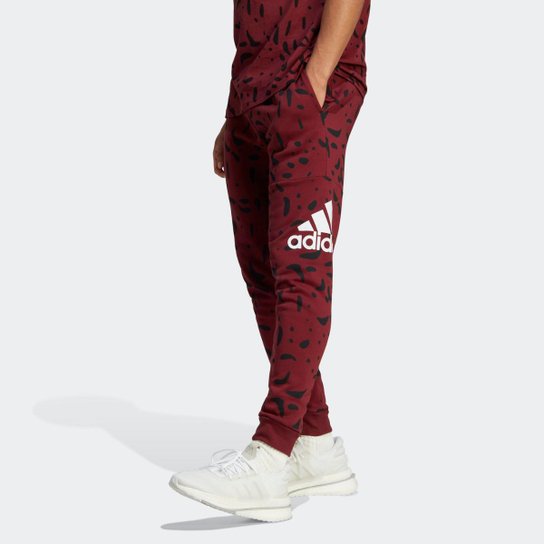 Calça Adidas Estampada Essentials Tapered Cuff Logo Masculina