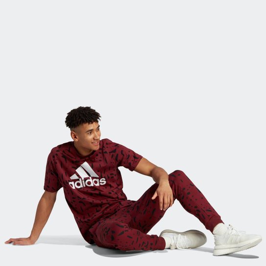 Calça Adidas Estampada Essentials Tapered Cuff Logo Masculina