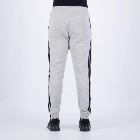 Calça Adidas French Terry 3 Stripes Cinza
