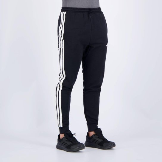 Calça Adidas French Terry 3 Stripes Preta