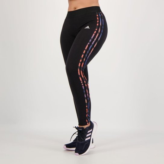 Calça Legging Adidas 3 Listras Feminina Preta