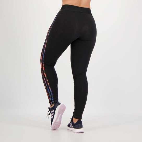 Calça Legging Adidas 3 Listras Feminina Preta