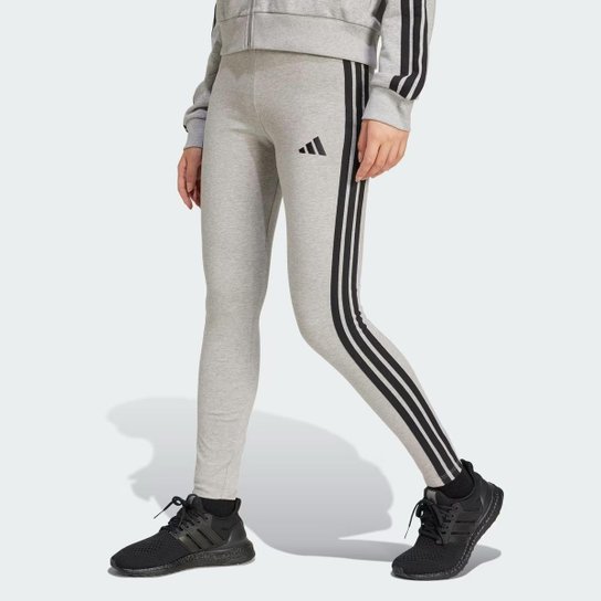 Calça Legging Adidas 3 Stripes Feminina Cinza