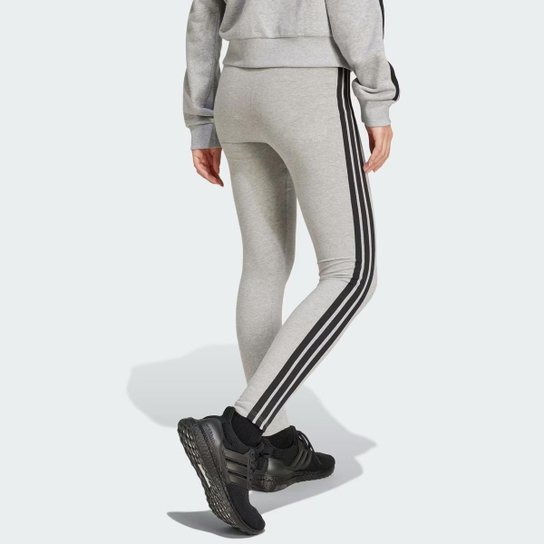 Calça Legging Adidas 3 Stripes Feminina Cinza
