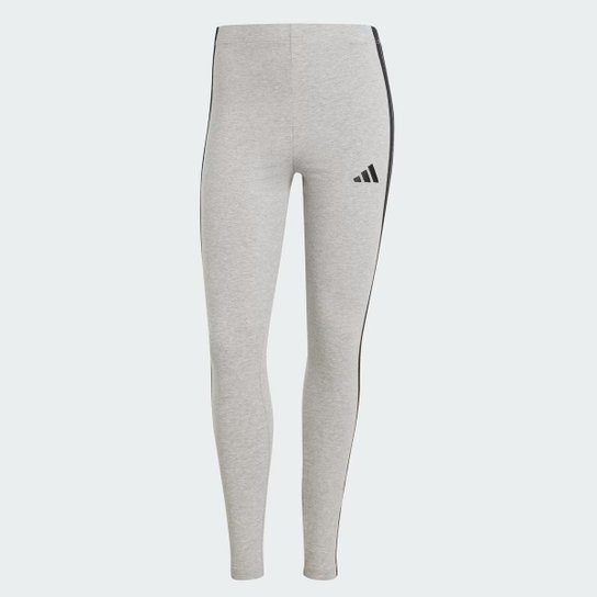 Calça Legging Adidas 3 Stripes Feminina Cinza