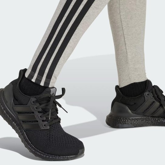 Calça Legging Adidas 3 Stripes Feminina Cinza