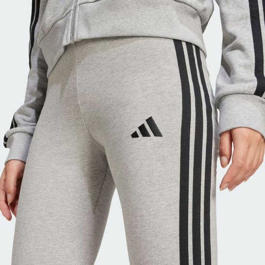 Calça Legging Adidas 3 Stripes Feminina Cinza