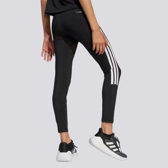 Calça Legging Adidas 3 Stripes Juvenil Preta e Branca