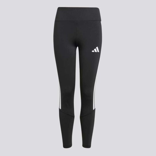 Calça Legging Adidas 3 Stripes Juvenil Preta e Branca