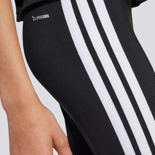 Calça Legging Adidas 3 Stripes Juvenil Preta e Branca