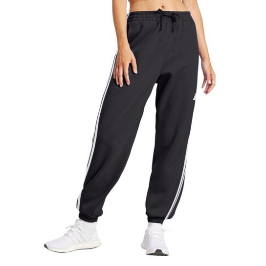 Calça Legging Adidas Essentials French Terry 3 Stripes Feminina - Preto GG