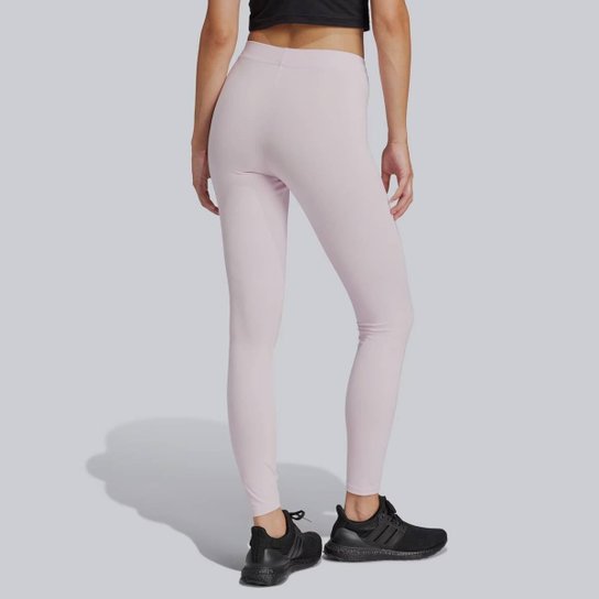 Calça Legging Adidas Logo Linear Feminina Rosa e Branca