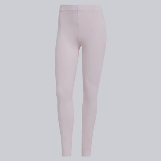 Calça Legging Adidas Logo Linear Feminina Rosa e Branca