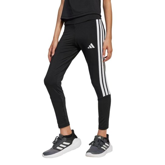 CALCA LEGGING ESSENTIALS 3-STRIPES JJ5036 - PRETO/BRANCO 13/14A