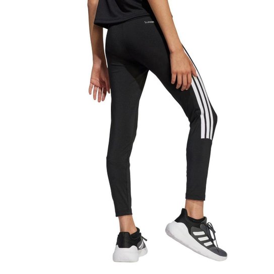 CALCA LEGGING ESSENTIALS 3-STRIPES JJ5036 - PRETO/BRANCO 13/14A
