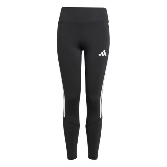 CALCA LEGGING ESSENTIALS 3-STRIPES JJ5036 - PRETO/BRANCO 13/14A