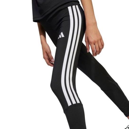 CALCA LEGGING ESSENTIALS 3-STRIPES JJ5036 - PRETO/BRANCO 13/14A