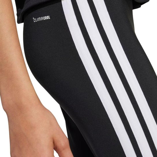 CALCA LEGGING ESSENTIALS 3-STRIPES JJ5036 - PRETO/BRANCO 13/14A