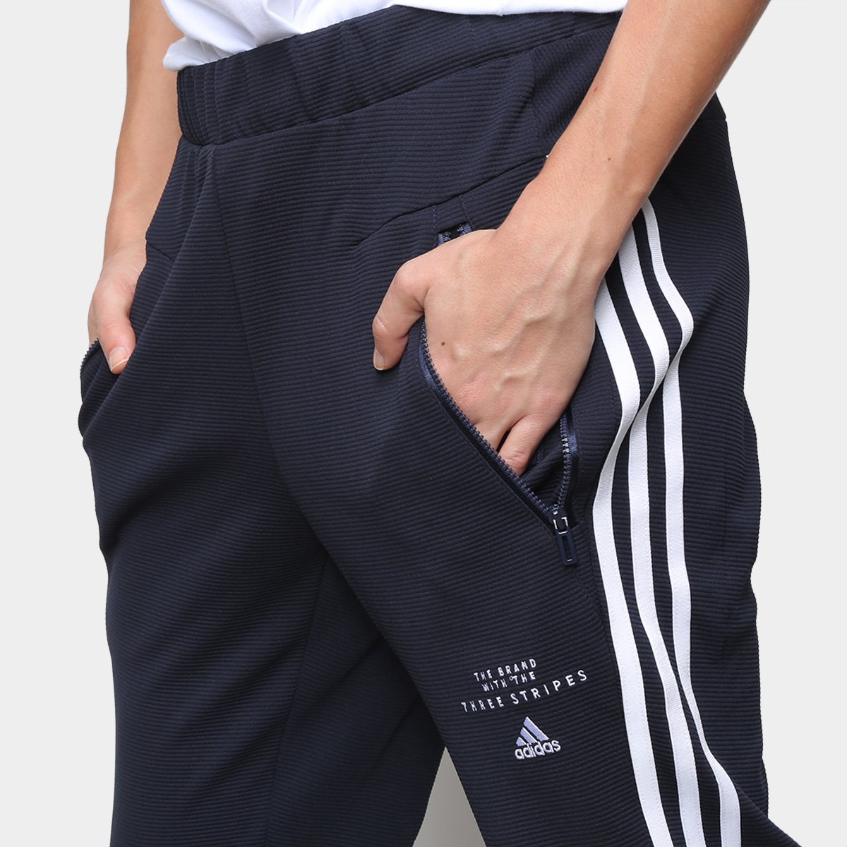 Calça Moletom Adidas 3 Listras Aeroready Feminina - Marinho+Branco | Loja  do Inter