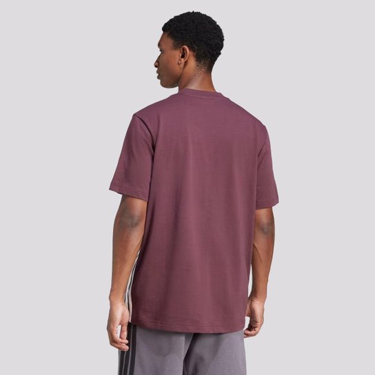 Camiseta Adidas 3 Stripes Bordô e Branca